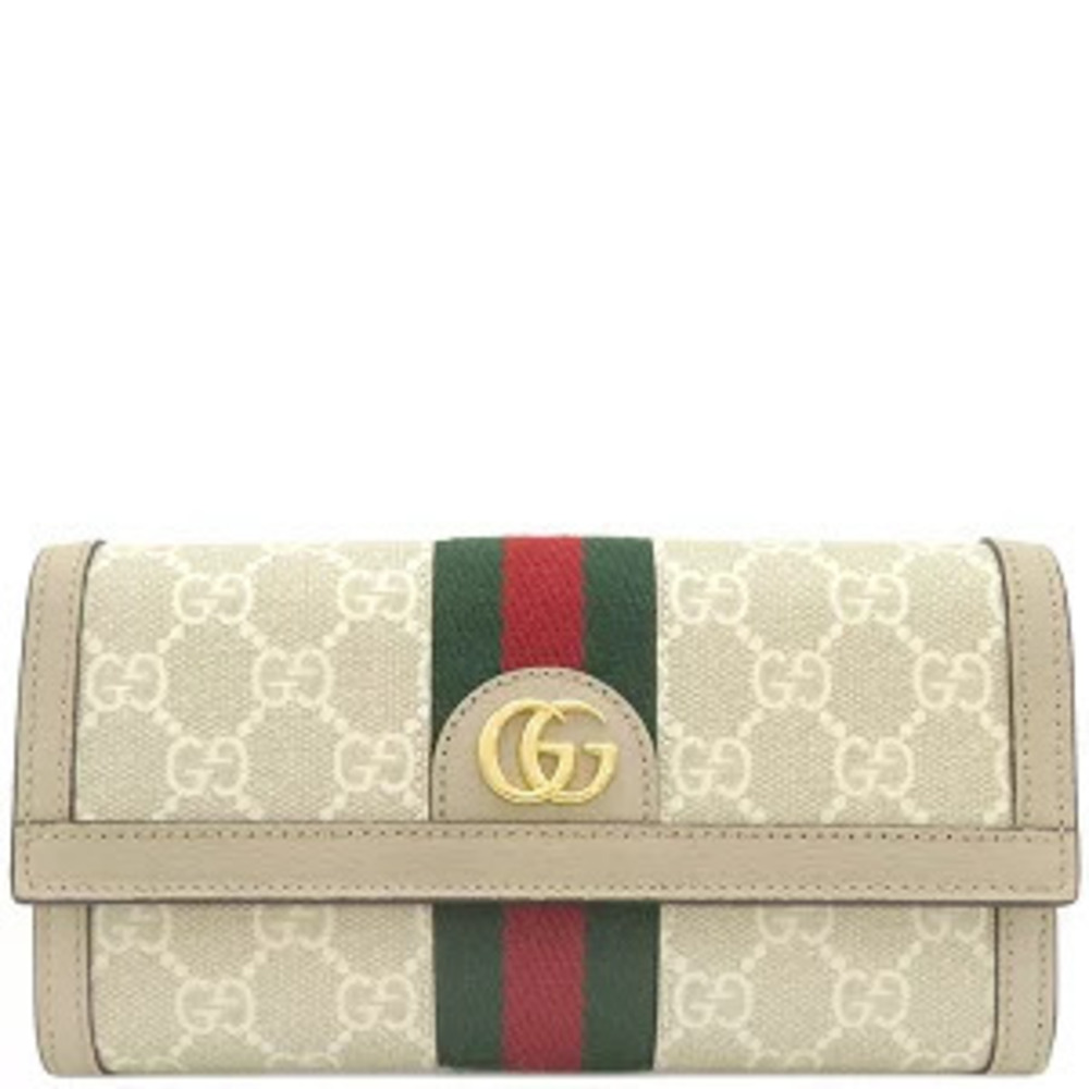 Gucci Ophidia GG Continental Wallet Supreme Canvas Beige Cream Off White